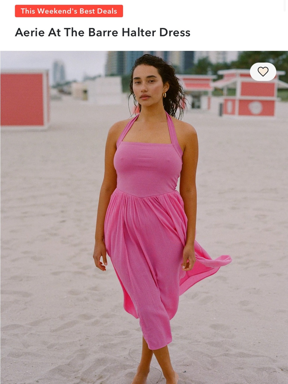 aerie Pink Halter Midi Dress